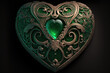 emerald gemstone heart. generative AI picture