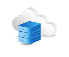 Poster - Flat isometric 3d illustration of cloud server concept