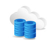 Flat isometric 3d illustration of database concept with cloud server