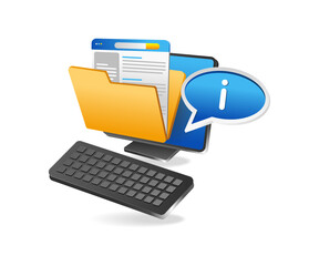 Aufkleber - Flat isometric 3d illustration of computer folder data concept full of stored information