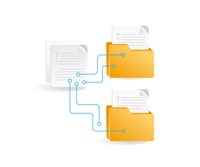 Poster - Flat isometric 3d illustration data folder network concept