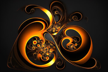 Poster - Fractal orange composition that is abstract. For design, motion. Generative AI