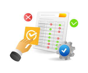Poster - Flat isometric 3d illustration check mark filling form