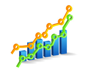Aufkleber - Flat isometric 3d illustration business analyst bar chart concept