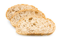 Slice Of Ciabatta ( Italian Bread ) Isolated On White Background. Copy Space.