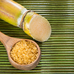 Sticker - Saccharum officinarum - piece of sugar cane and powdered sugar