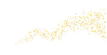 Gold Confetti Glittering Wave. Golden Sparkling. Shiny Wavy Crumbs, Golden Texture. Png