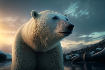 Wall Mural - beautiful polar bear, 3d illustration