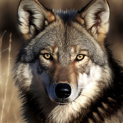 Aufkleber - wolf in the woods, generated by generative AI