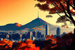 Autumn, Seoul, South Korea, and a clear sky. Generative AI