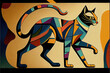 abstract cat art , unique art digital painting,generative ai