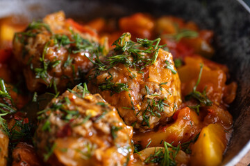 Poster - Meatballs with vegetables and tomato sauce