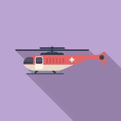 Poster - Ambulance helicopter icon flat vector. Aerial guard. Sky transport