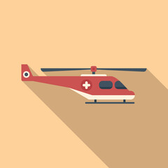 Wall Mural - Flight rescue helicopter icon flat vector. Air transport. Safety ship