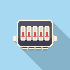 Poster - Circuit junction box icon flat vector. Electric switch. Power safety