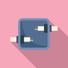 Poster - Wall junction box icon flat vector. Electric switch. Safety current