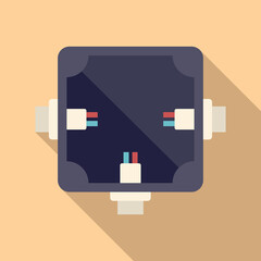 Poster - Danger junction box icon flat vector. Electric switch. Control laptop