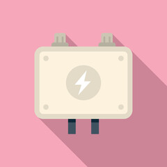 Poster - Cargo junction box icon flat vector. Wall safety. Mount contact
