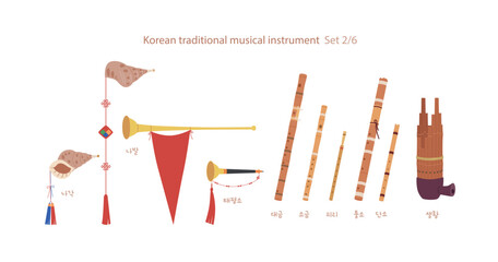 Wall Mural - A collection of traditional Korean musical instruments.