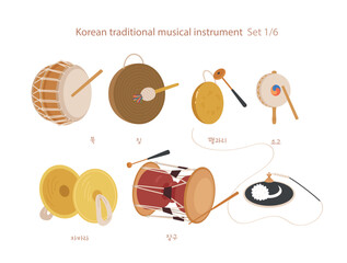 Wall Mural - A collection of traditional Korean musical instruments.