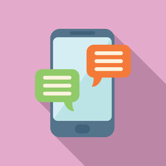 Poster - online phone chat icon flat vector. mobile person. app smart