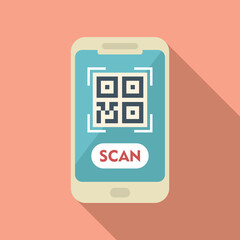Poster - scan phone qr code icon flat vector. smart app. money screen