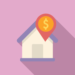 Sticker - House sale location icon flat vector. Property business. Invest financial