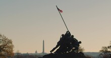 Iwo Jima Marine Memorial With Washington Monument And U.S. Capitol Building