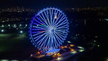 Aerial Photography Aerial View Of The Largest Ferris Wheel In Latin America. Officially Called “Roda Rico”, It Is Working In Parque Cândido Portinari, 