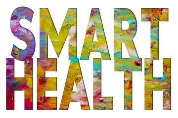 Poster - Abstract Natural Luxury art, fluid painting with Smart Health text, alcohol ink technique. Image incorporates the swirls of marble granite.