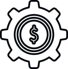 Sticker - Marketing money gear icon outline vector. Digital target. Price market