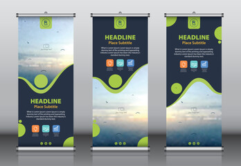 Wall Mural - Roll up banner design template vector, abstract background, modern x-banner, rectangle size