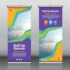 Wall Mural - Roll up banner design template vector, abstract background, modern x-banner, rectangle size