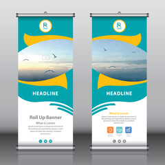 Wall Mural - Roll up banner design template vector, abstract background, modern x-banner, rectangle size