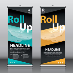 Wall Mural - Roll up banner design template vector, abstract background, modern x-banner, rectangle size