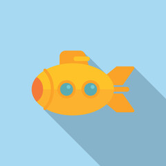 Poster - Underwater submarine icon flat vector. Sea ship. Cute vehicle