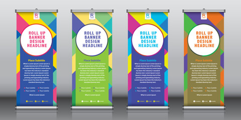 Wall Mural - Roll up banner design template vector, abstract background, modern x-banner, rectangle size