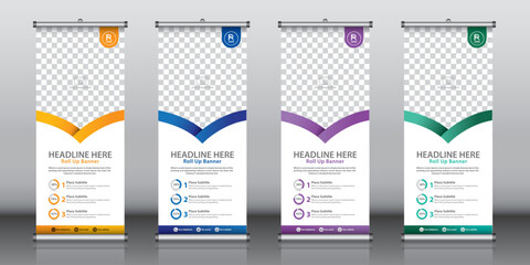 Wall Mural - Roll up banner design template vector, abstract background, modern x-banner, rectangle size