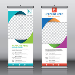 Wall Mural - Roll up banner design template vector, abstract background, modern x-banner, rectangle size