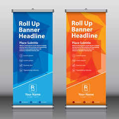 Wall Mural - Roll up banner design template vector, abstract background, modern x-banner, rectangle size