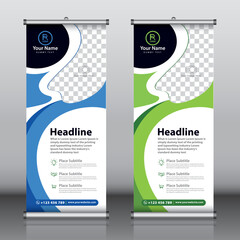 Wall Mural - Roll up banner design template vector, abstract background, modern x-banner, rectangle size