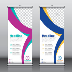 Wall Mural - Roll up banner design template vector, abstract background, modern x-banner, rectangle size