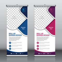 Wall Mural - Roll up banner design template vector, abstract background, modern x-banner, rectangle size