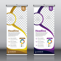 Wall Mural - Roll up banner design template vector, abstract background, modern x-banner, rectangle size