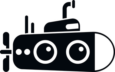 Poster - Funny submarine icon simple vector. Underwater ship. Periscope deep
