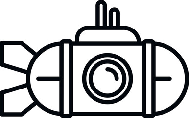 Poster - Underwater submarine icon outline vector. Sea ship. Cute vehicle