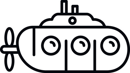 Poster - Navy submarine icon outline vector. Underwater ship. Old transport