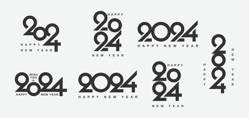 Big set of 2024 new year logo text design. Collection of 2024 new year symbol for calendar, flyer and banner