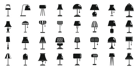 Sticker - Torchere icons set simple vector. Light lamp. Apartment spotlight