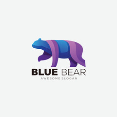 Wall Mural - blue bear logo design vector gradient color